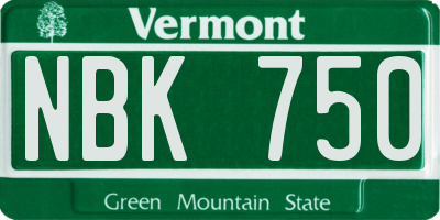 VT license plate NBK750