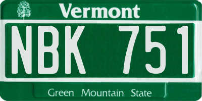 VT license plate NBK751