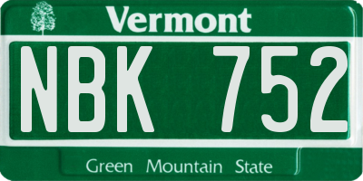 VT license plate NBK752