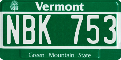 VT license plate NBK753