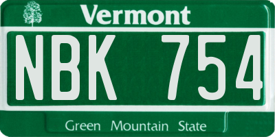 VT license plate NBK754