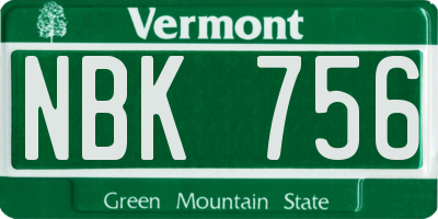 VT license plate NBK756