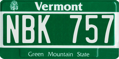 VT license plate NBK757