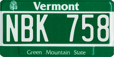 VT license plate NBK758