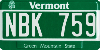 VT license plate NBK759