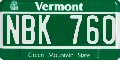 VT license plate NBK760