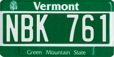 VT license plate NBK761
