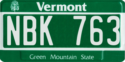 VT license plate NBK763