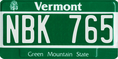 VT license plate NBK765