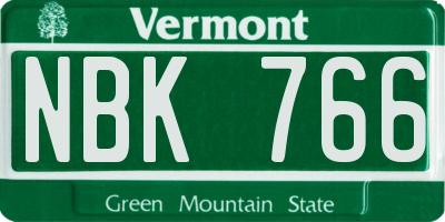 VT license plate NBK766