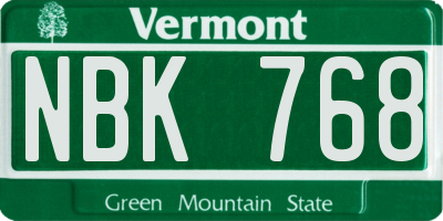 VT license plate NBK768