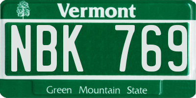 VT license plate NBK769