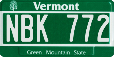 VT license plate NBK772