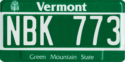 VT license plate NBK773