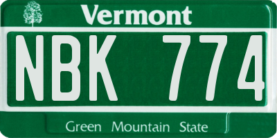 VT license plate NBK774