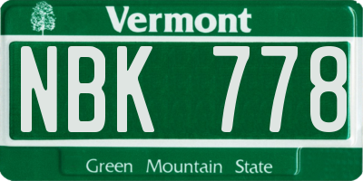 VT license plate NBK778