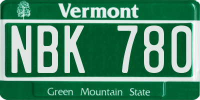 VT license plate NBK780