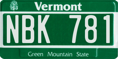 VT license plate NBK781