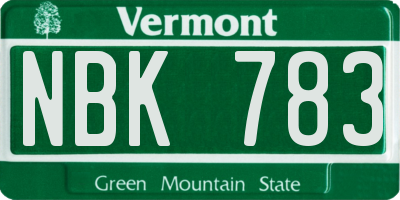 VT license plate NBK783