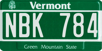 VT license plate NBK784