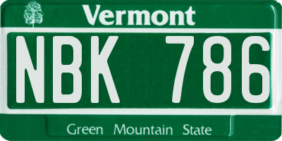 VT license plate NBK786