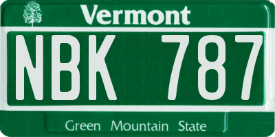 VT license plate NBK787