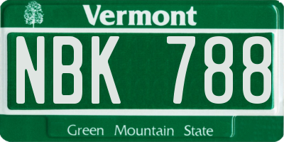 VT license plate NBK788