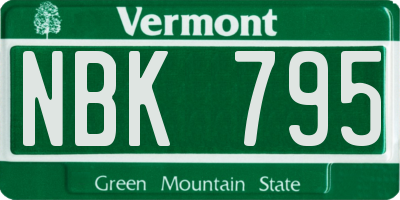 VT license plate NBK795