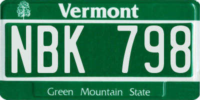VT license plate NBK798