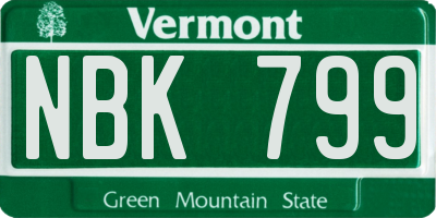 VT license plate NBK799