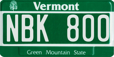 VT license plate NBK800
