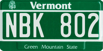 VT license plate NBK802