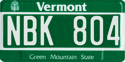 VT license plate NBK804