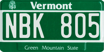 VT license plate NBK805