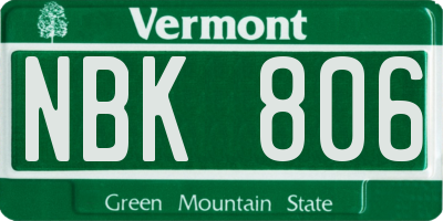 VT license plate NBK806