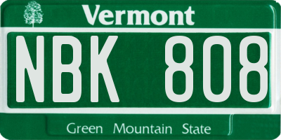 VT license plate NBK808