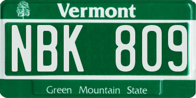 VT license plate NBK809