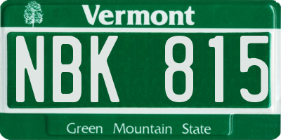 VT license plate NBK815
