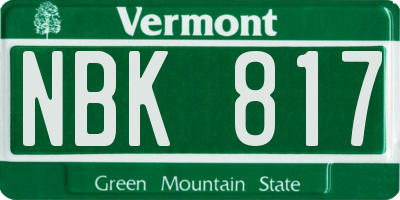VT license plate NBK817