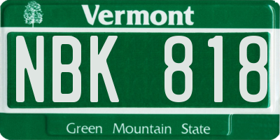 VT license plate NBK818