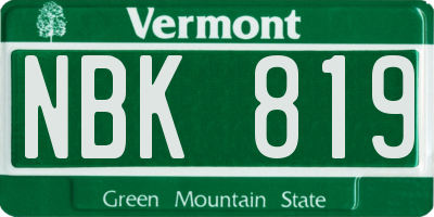 VT license plate NBK819