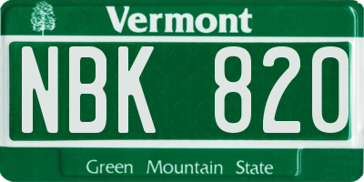 VT license plate NBK820