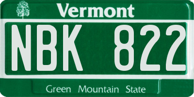 VT license plate NBK822