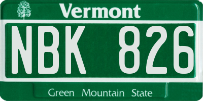 VT license plate NBK826
