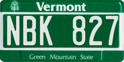 VT license plate NBK827