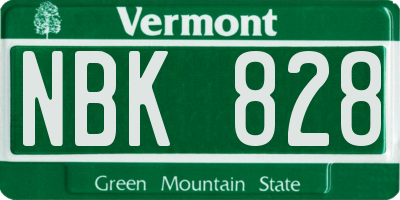 VT license plate NBK828