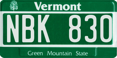 VT license plate NBK830