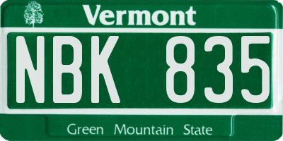 VT license plate NBK835