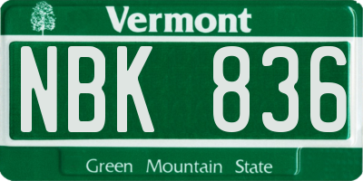 VT license plate NBK836