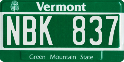 VT license plate NBK837